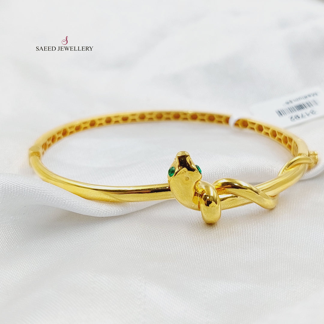 21K Gold Deluxe Snake Bangle Bracelet by Saeed Jewelry - Image 2