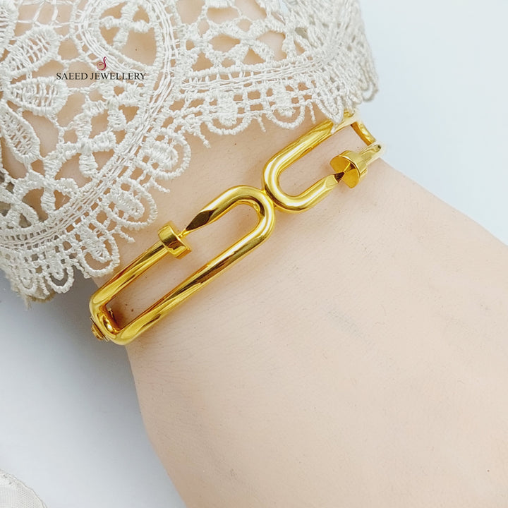 21K Gold Deluxe Nail Bangle Bracelet by Saeed Jewelry - Image 1