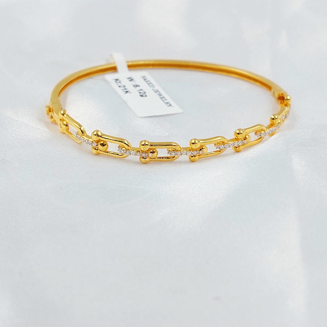 Zircon Studded Deluxe Bangle Bracelet Made of 21K Gold by Saeed Jewelry 