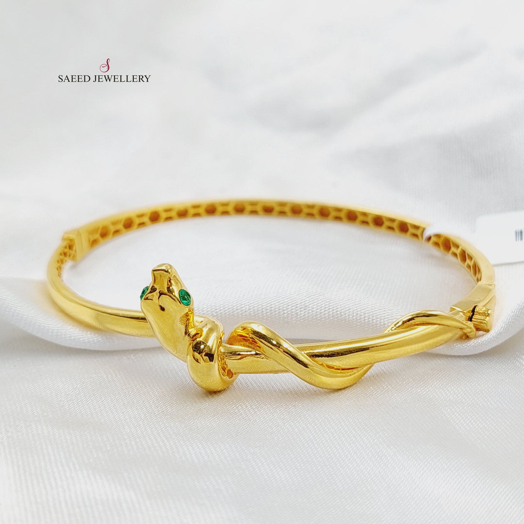 21K Gold Deluxe Snake Bangle Bracelet by Saeed Jewelry - Image 3