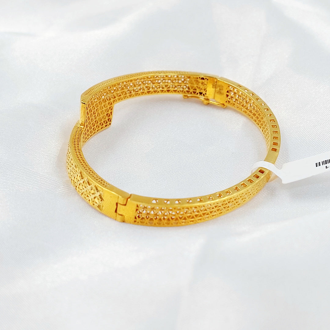 Engraved Bangle Bracelet Made of 21K Gold by Saeed Jewelry 