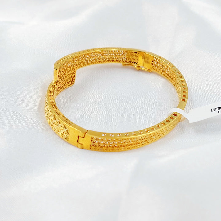 Engraved Bangle Bracelet Made of 21K Gold by Saeed Jewelry 