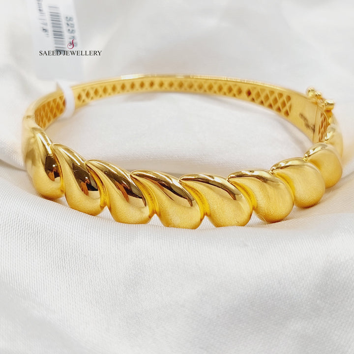 21K Gold Deluxe Almond Bangle Bracelet by Saeed Jewelry - Image 4