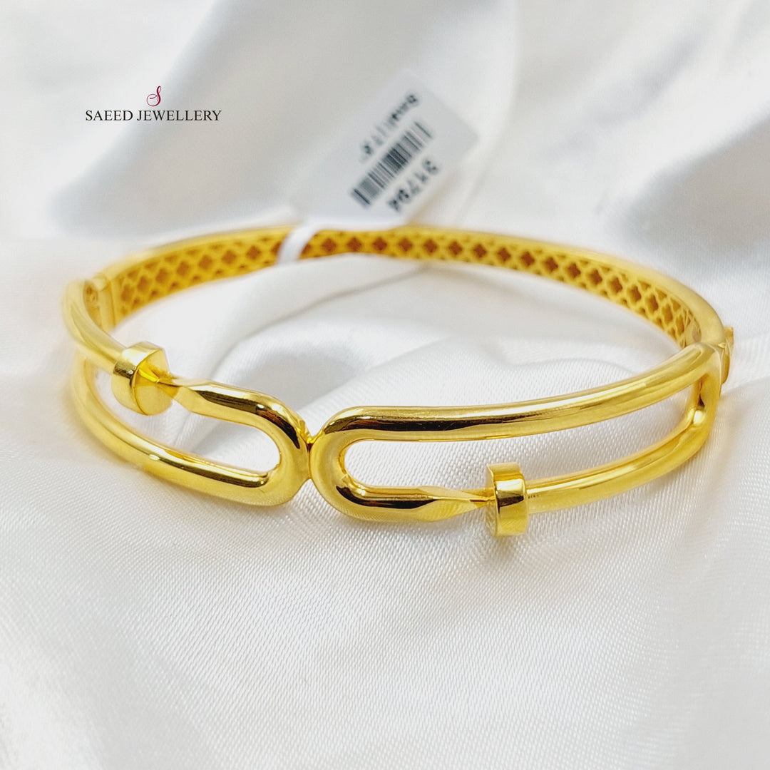 21K Gold Deluxe Nail Bangle Bracelet by Saeed Jewelry - Image 4