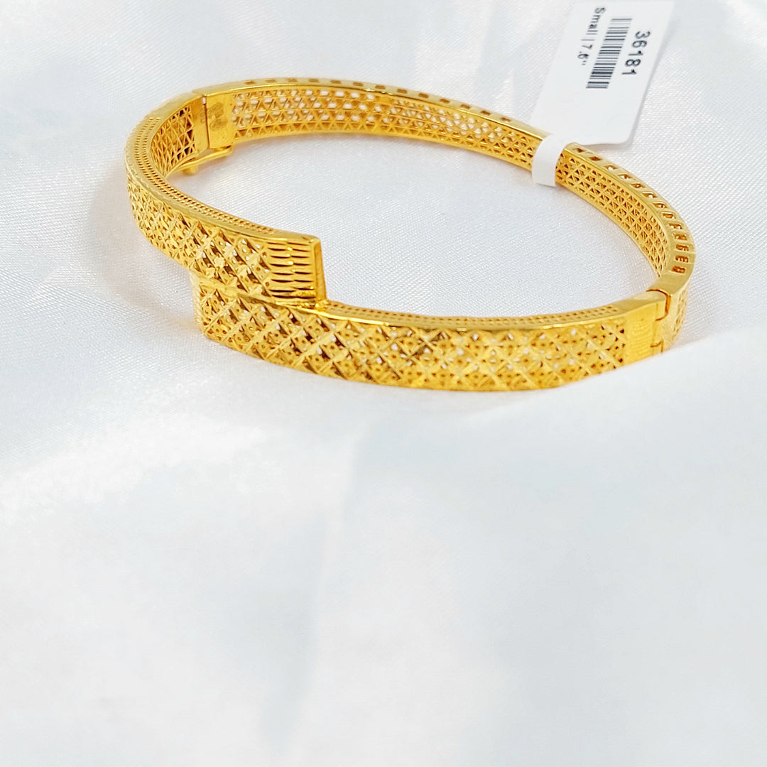 Engraved Bangle Bracelet Made of 21K Gold by Saeed Jewelry 