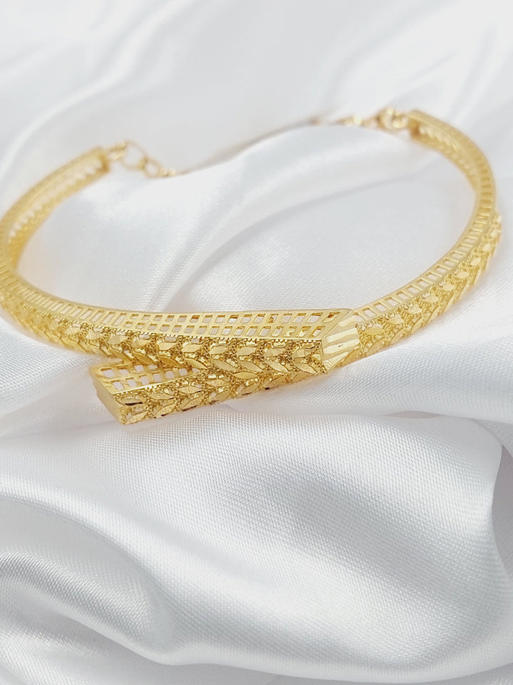 Leaf Bangle Bracelet Made of 21K Gold by Saeed Jewelry 