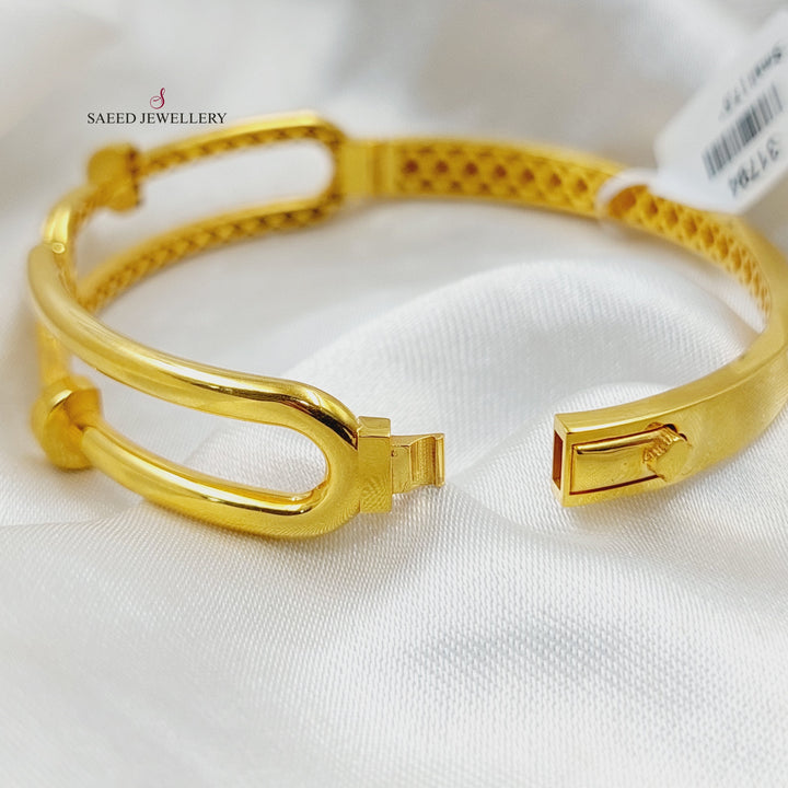 21K Gold Deluxe Nail Bangle Bracelet by Saeed Jewelry - Image 3