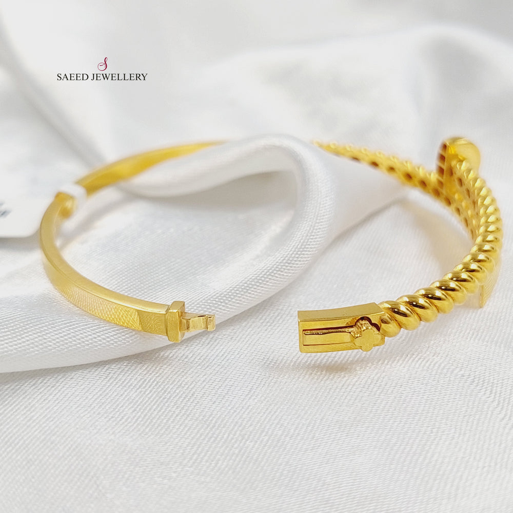 Deluxe Nail Bangle Bracelet Made of 21K Gold by Saeed Jewelry 
