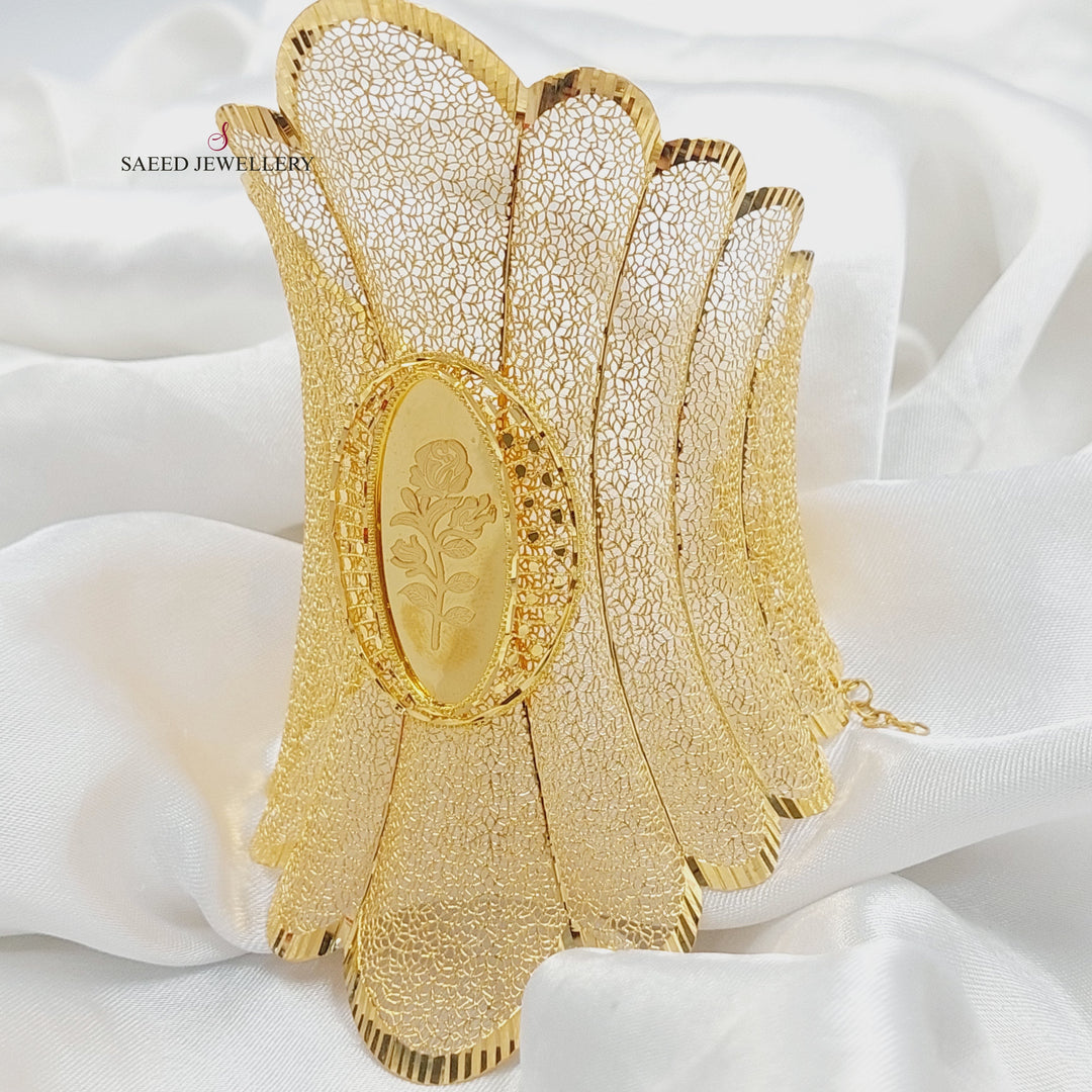 Ounce Rose Bangle Bracelet Made of 21K Gold by Saeed Jewelry 