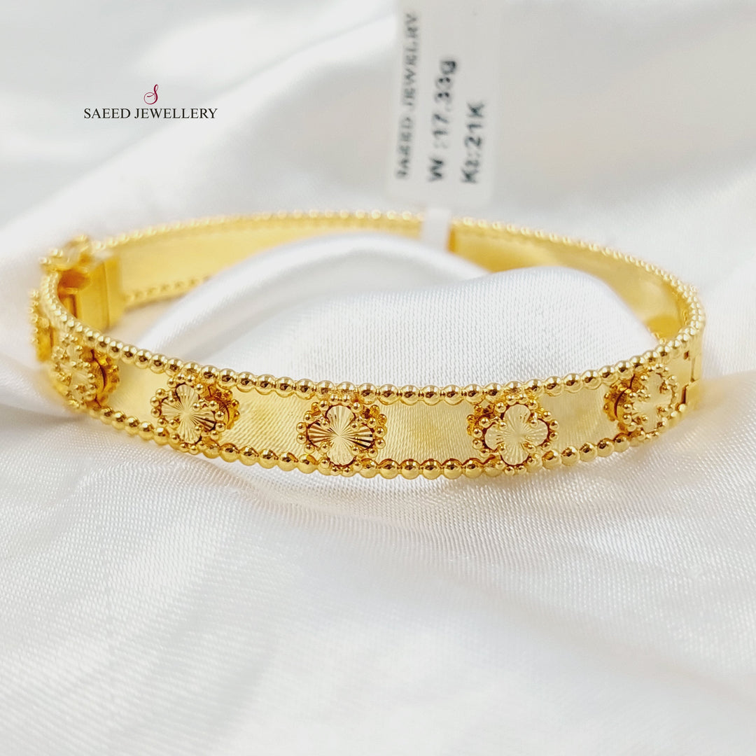 21K Gold Clover Bangle Bracelet by Saeed Jewelry - Image 10