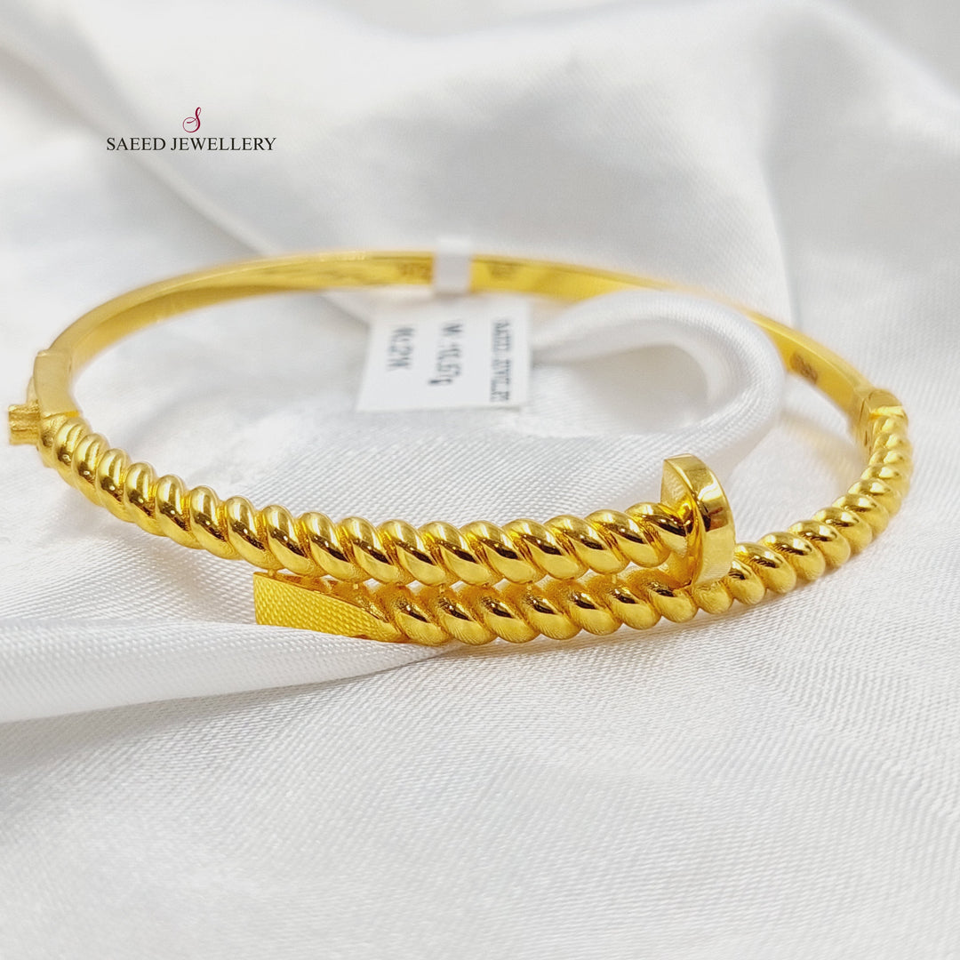 Deluxe Nail Bangle Bracelet Made of 21K Gold by Saeed Jewelry 