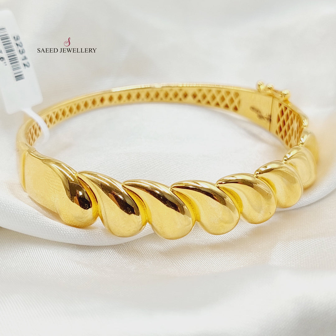 21K Gold Deluxe Almond Bangle Bracelet by Saeed Jewelry - Image 3