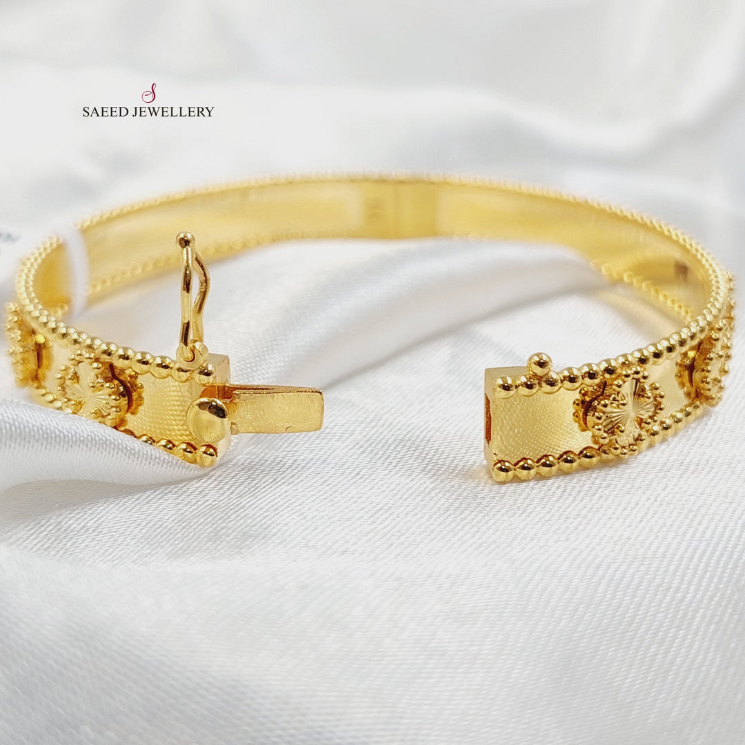 21K Gold Clover Bangle Bracelet by Saeed Jewelry - Image 14