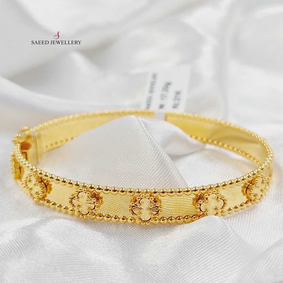 21K Gold Clover Bangle Bracelet by Saeed Jewelry - Image 13