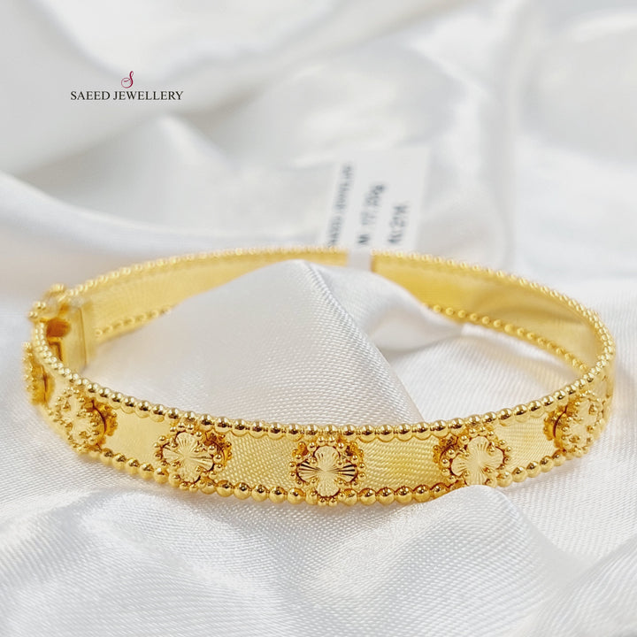 21K Gold Clover Bangle Bracelet by Saeed Jewelry - Image 13