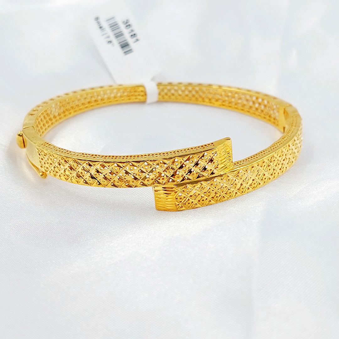 Engraved Bangle Bracelet Made of 21K Gold by Saeed Jewelry 