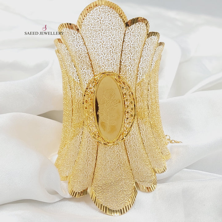 Ounce Rose Bangle Bracelet Made of 21K Gold by Saeed Jewelry 