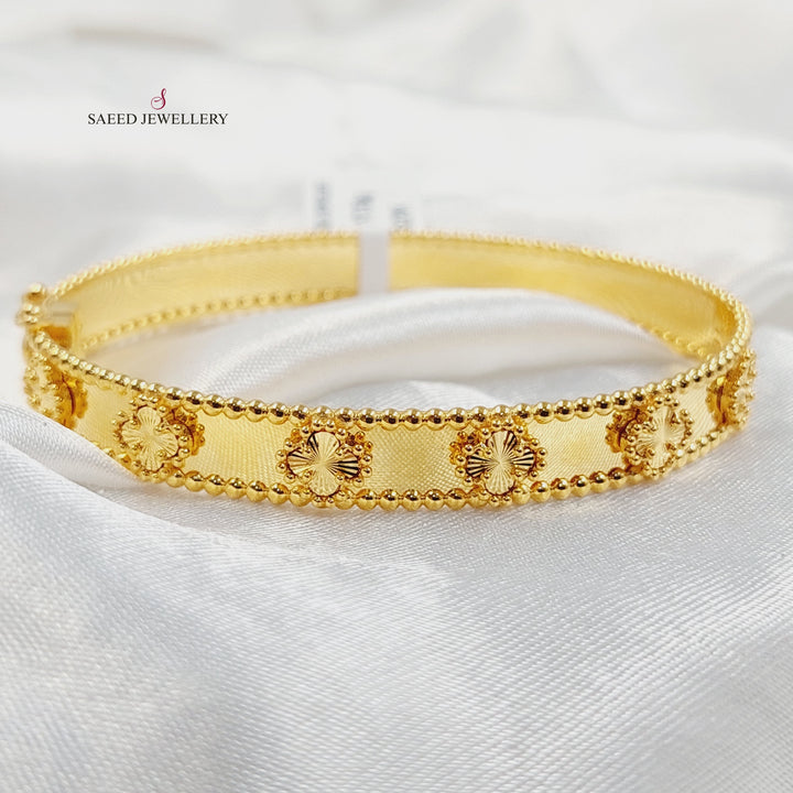 21K Gold Clover Bangle Bracelet by Saeed Jewelry - Image 15