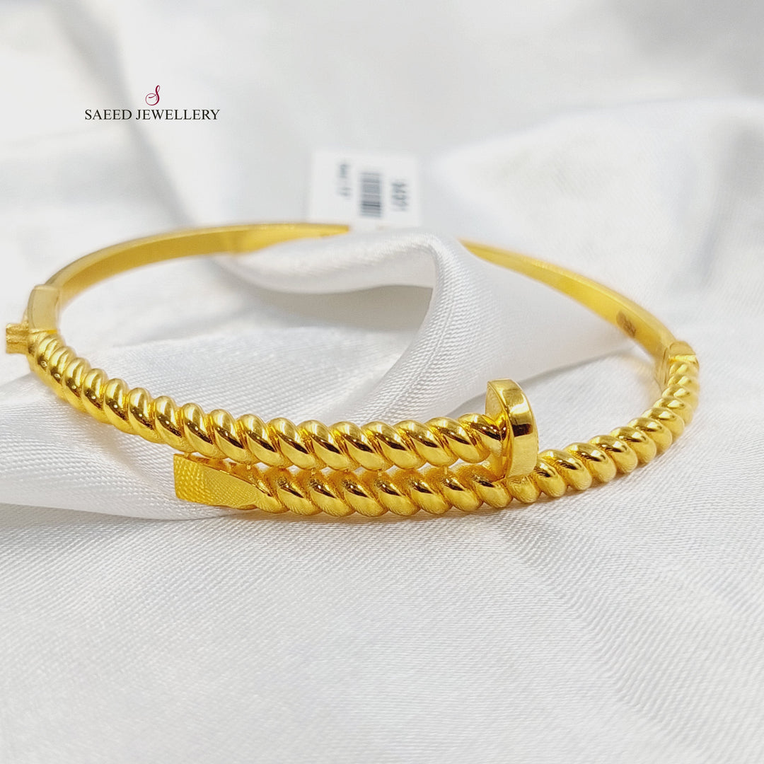 Deluxe Nail Bangle Bracelet Made of 21K Gold by Saeed Jewelry 