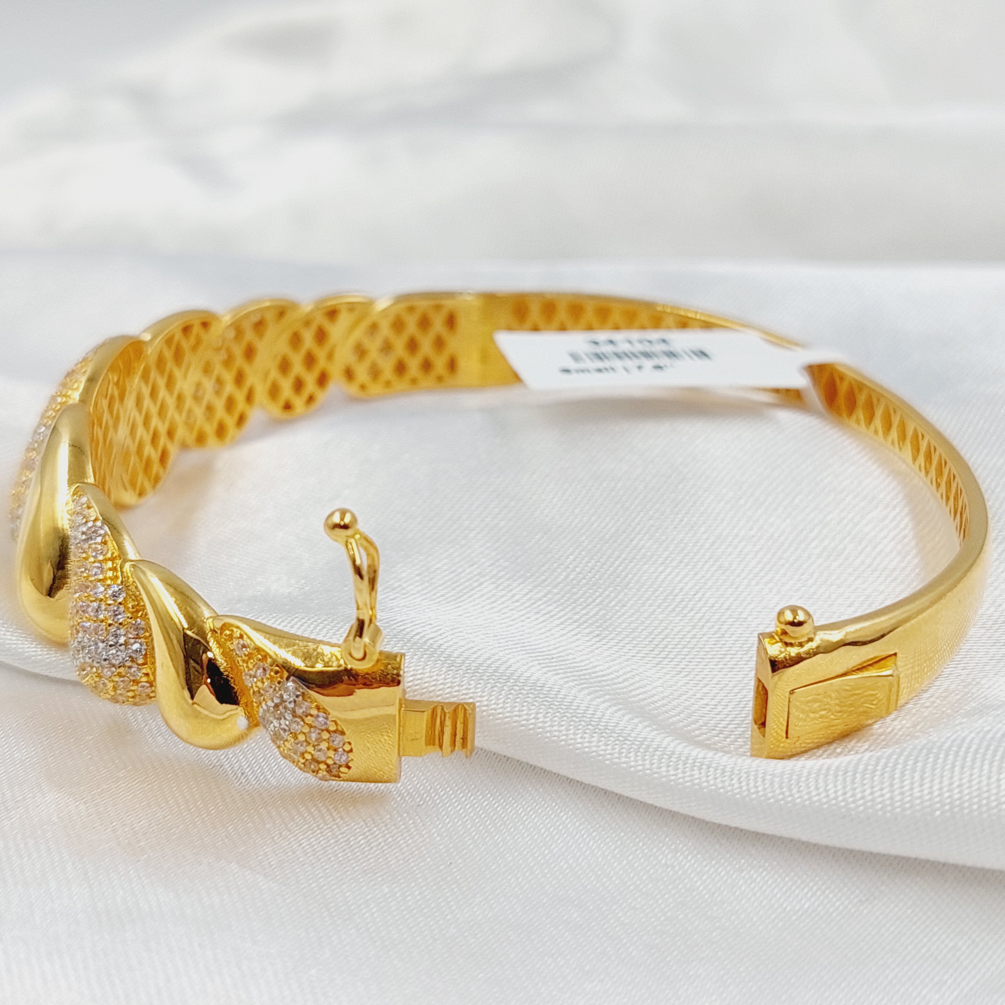 Zircon Studded Almond Bangle Bracelet – Saeed Jewelry