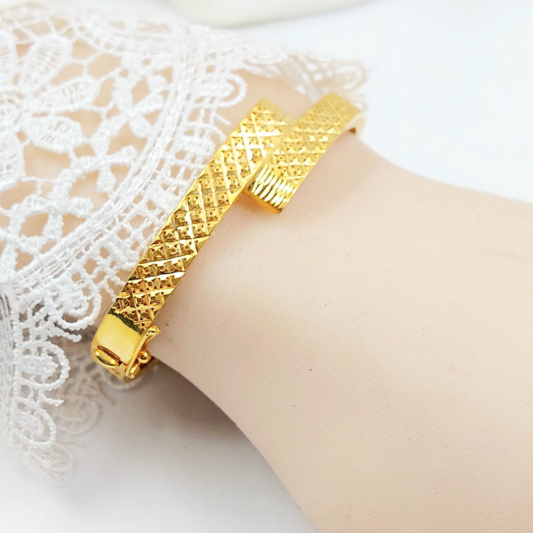 Engraved Bangle Bracelet Made of 21K Gold by Saeed Jewelry 