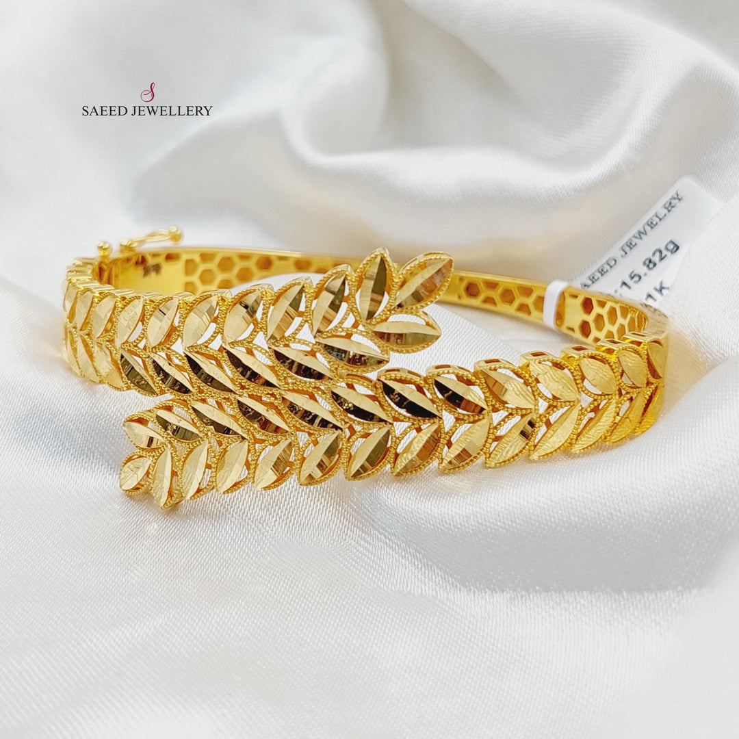 21K Gold Leaf Bangle Bracelet by Saeed Jewelry - Image 4