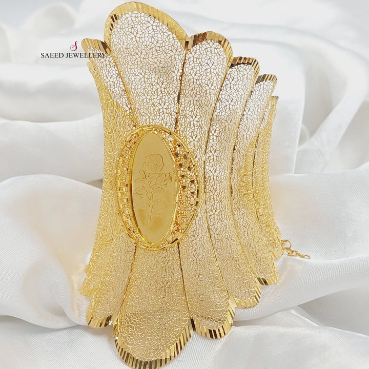 Ounce Rose Bangle Bracelet Made of 21K Gold by Saeed Jewelry 