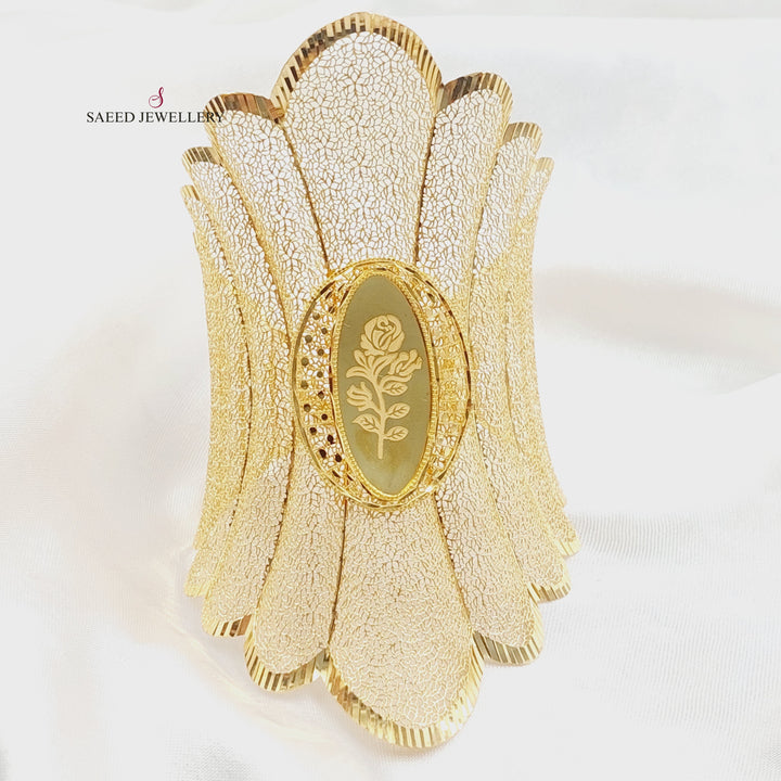 Ounce Rose Bangle Bracelet Made of 21K Gold by Saeed Jewelry 