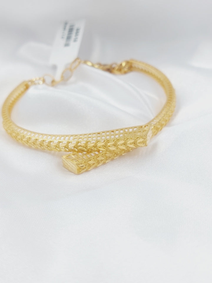 Leaf Bangle Bracelet Made of 21K Gold by Saeed Jewelry 