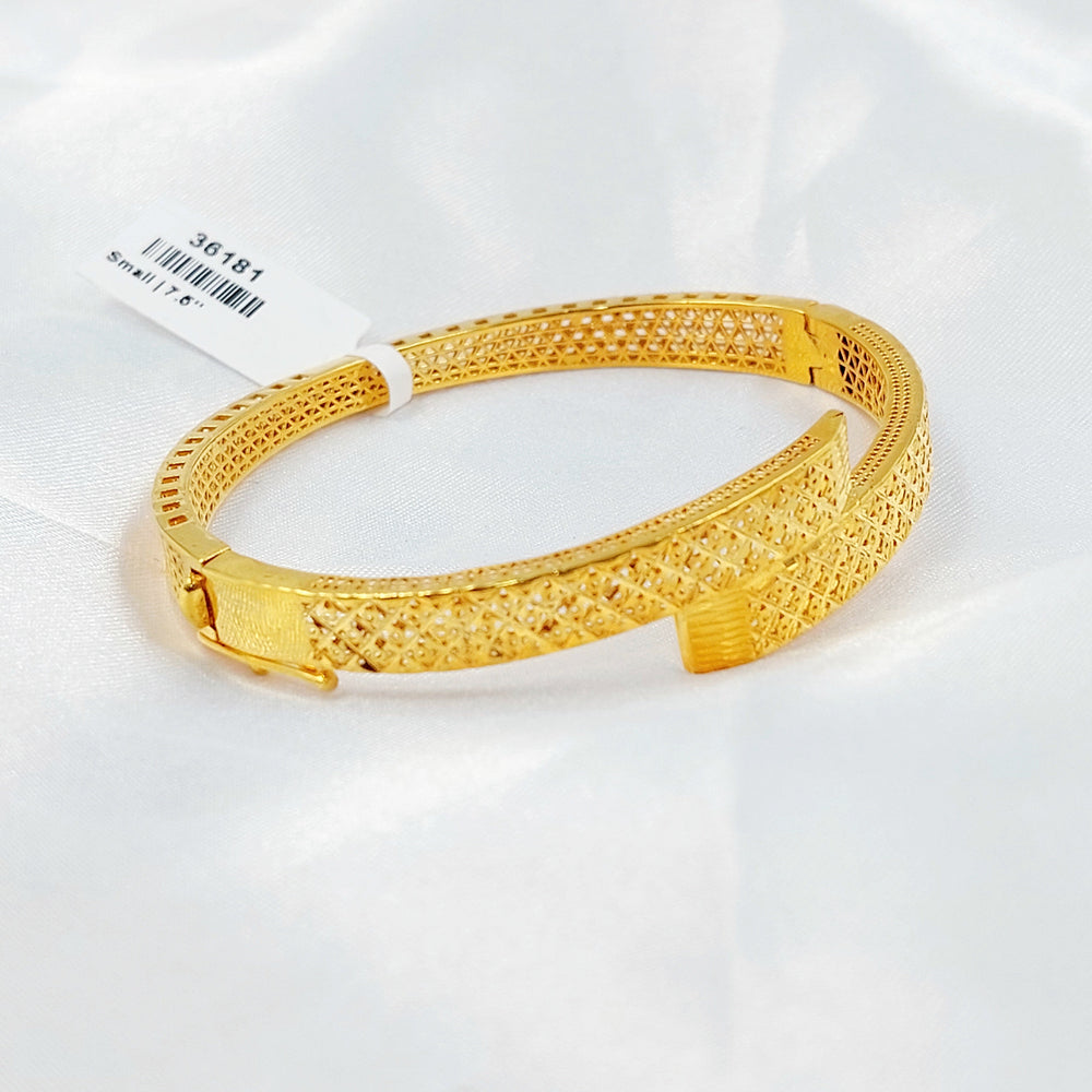 Engraved Bangle Bracelet Made of 21K Gold by Saeed Jewelry 