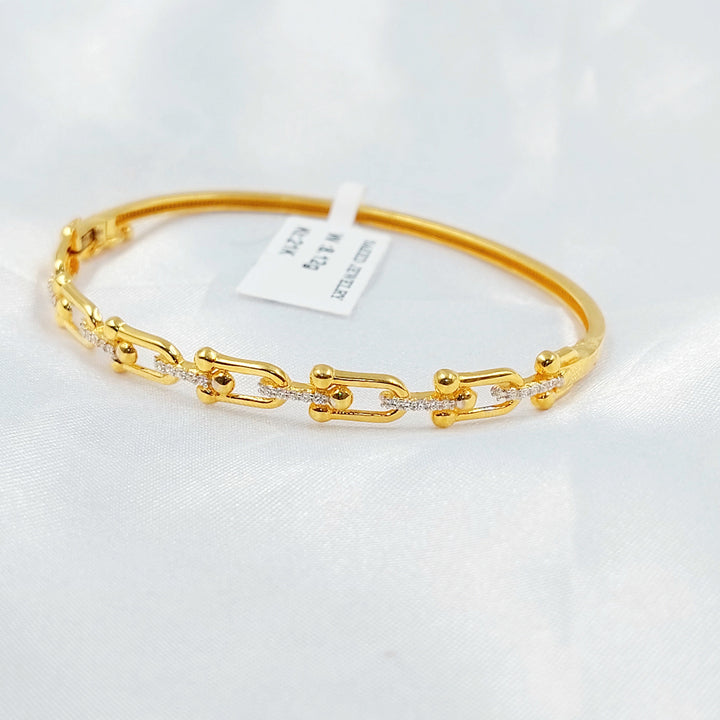 Zircon Studded Deluxe Bangle Bracelet Made of 21K Gold by Saeed Jewelry 