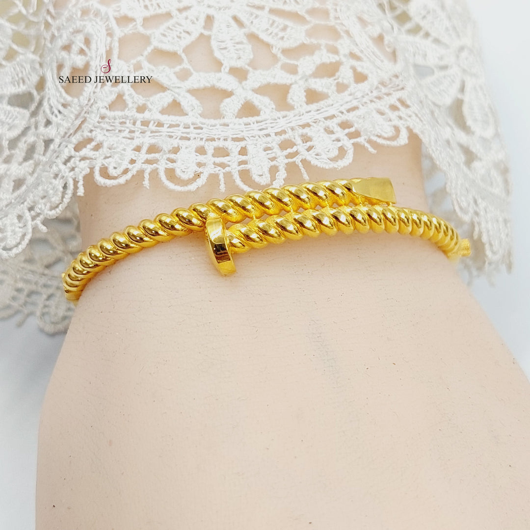 Deluxe Nail Bangle Bracelet Made of 21K Gold by Saeed Jewelry 