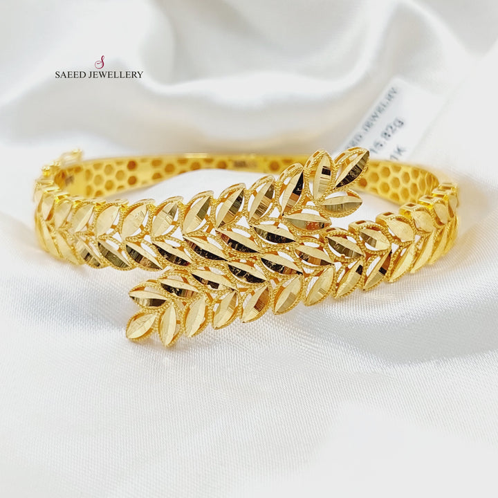 21K Gold Leaf Bangle Bracelet by Saeed Jewelry - Image 1