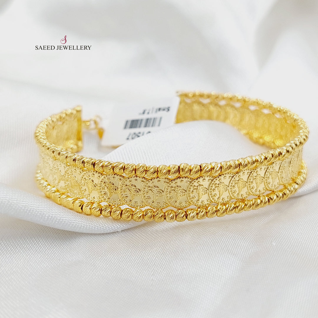 21K Gold Balls Rashadi Liras Bangle Bracelet by Saeed Jewelry - Image 4