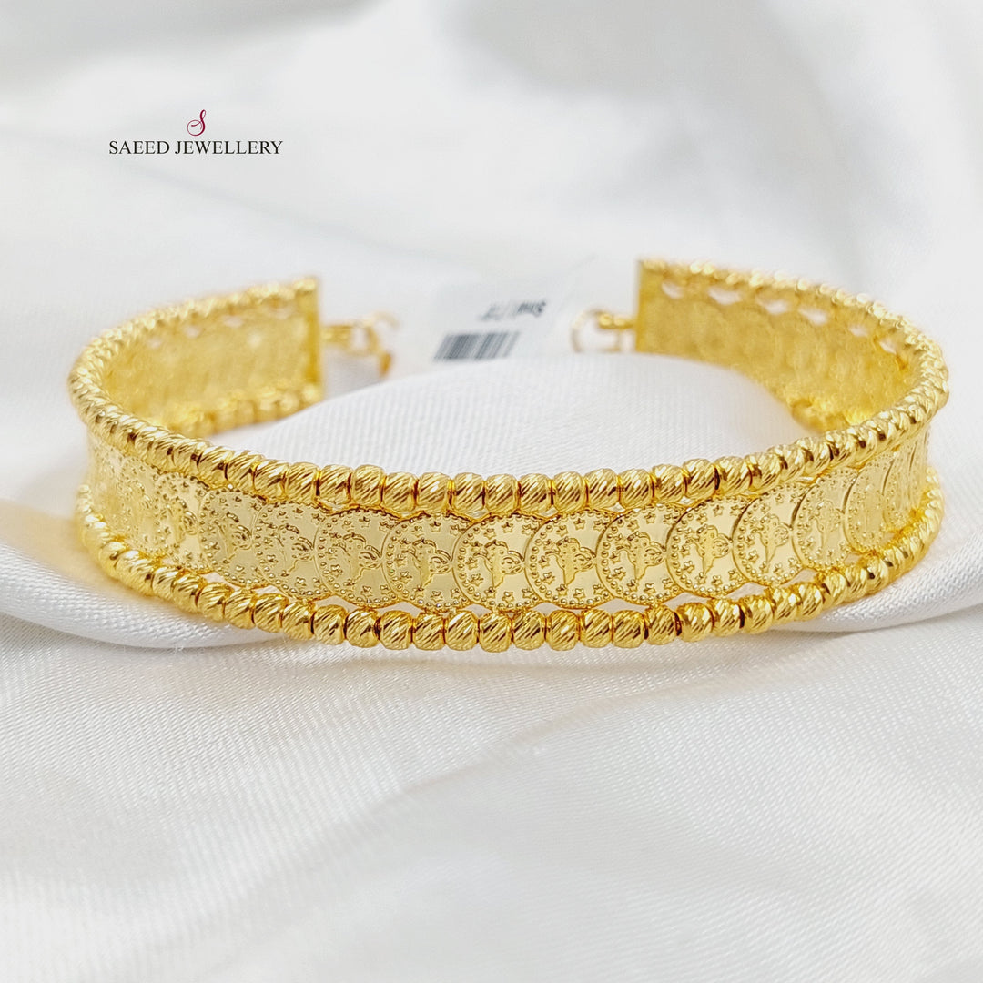 21K Gold Balls Rashadi Liras Bangle Bracelet by Saeed Jewelry - Image 1