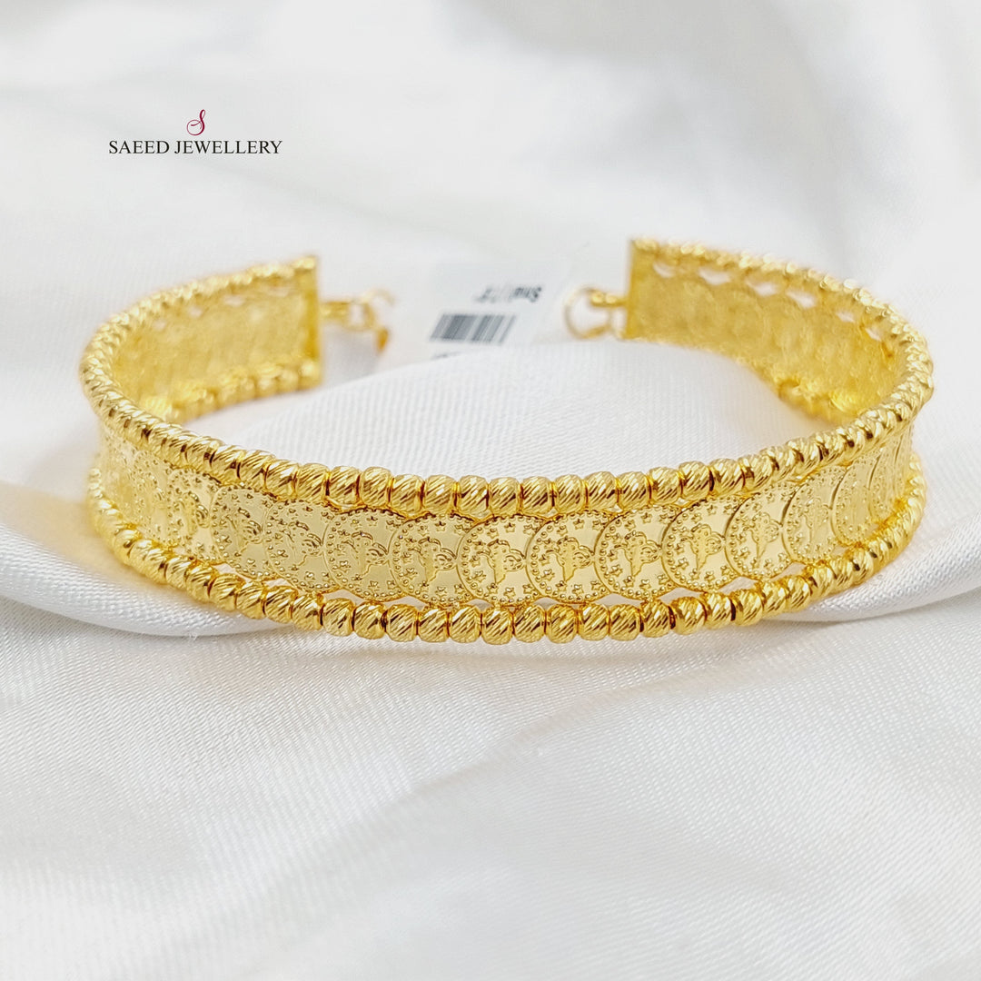 21K Gold Balls Rashadi Liras Bangle Bracelet by Saeed Jewelry - Image 3