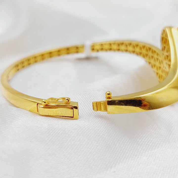 21K Gold Deluxe Leaf Bangle Bracelet by Saeed Jewelry - Image 2