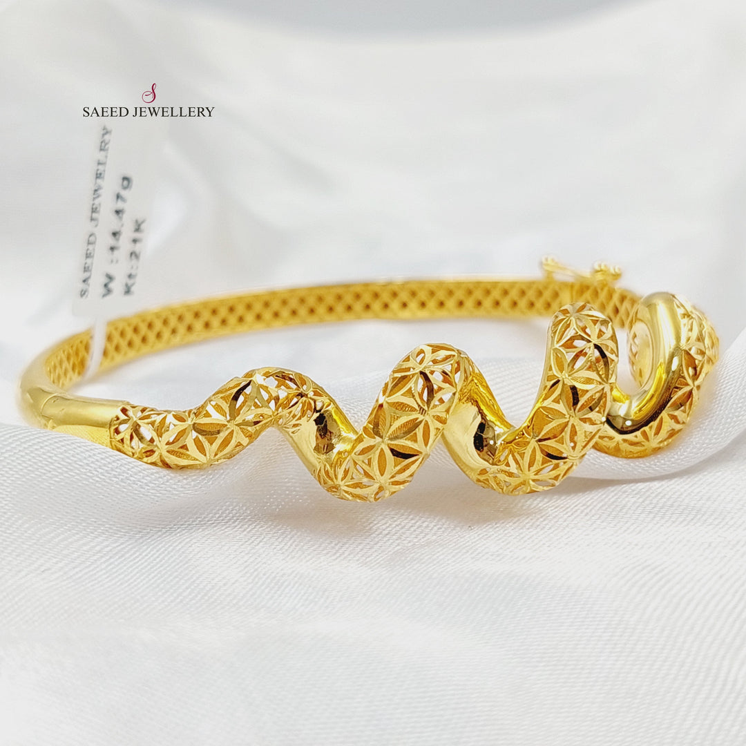 21K Gold Deluxe Snake Bangle Bracelet by Saeed Jewelry - Image 4