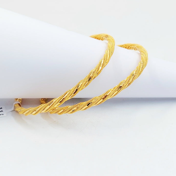 Deluxe Twisted Bangle Made of 21K Gold by Saeed Jewelry 