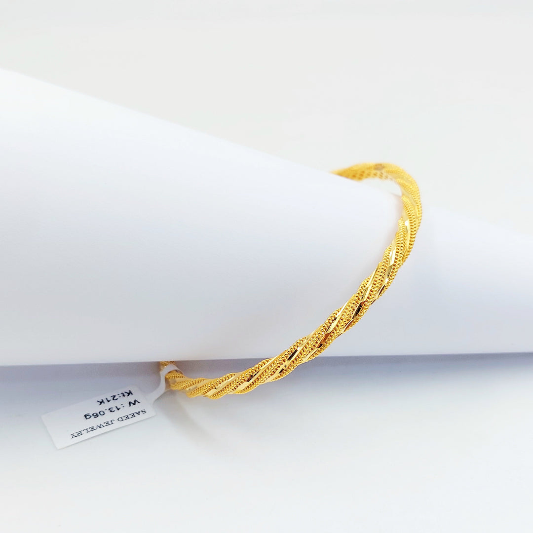 Deluxe Twisted Bangle Made of 21K Gold by Saeed Jewelry 