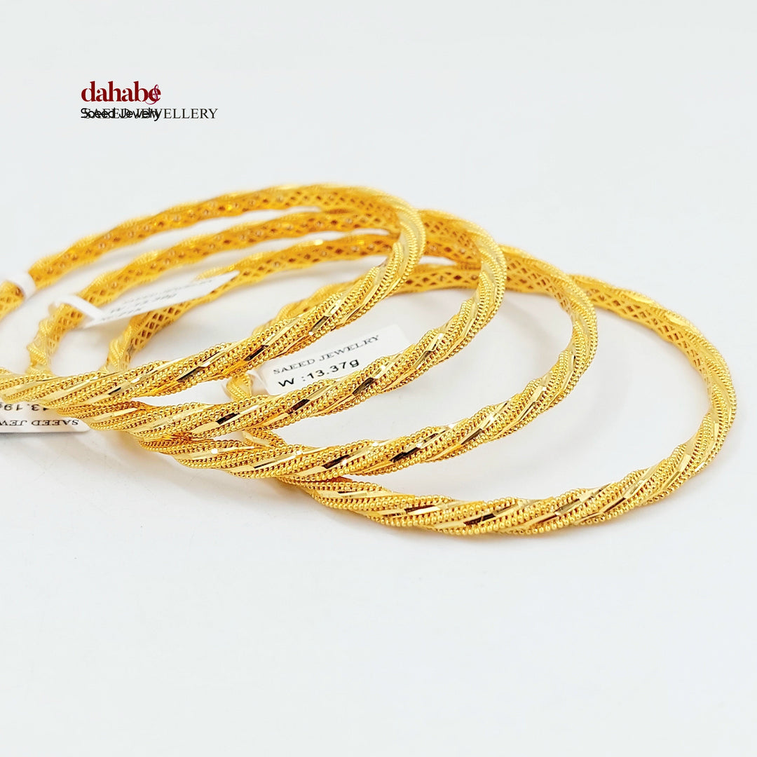 Deluxe Rope Bangle Made of 21K Gold by Saeed Jewelry 