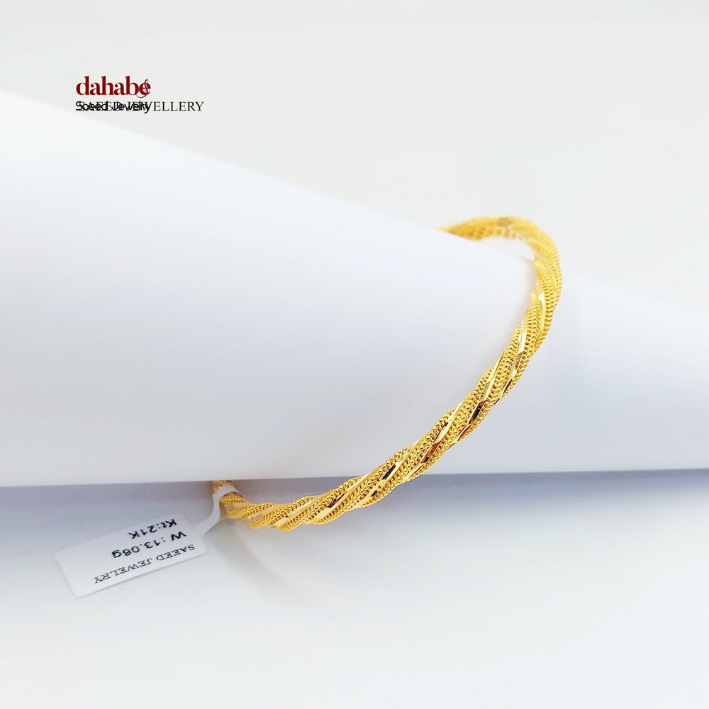Deluxe Rope Bangle Made of 21K Gold by Saeed Jewelry 