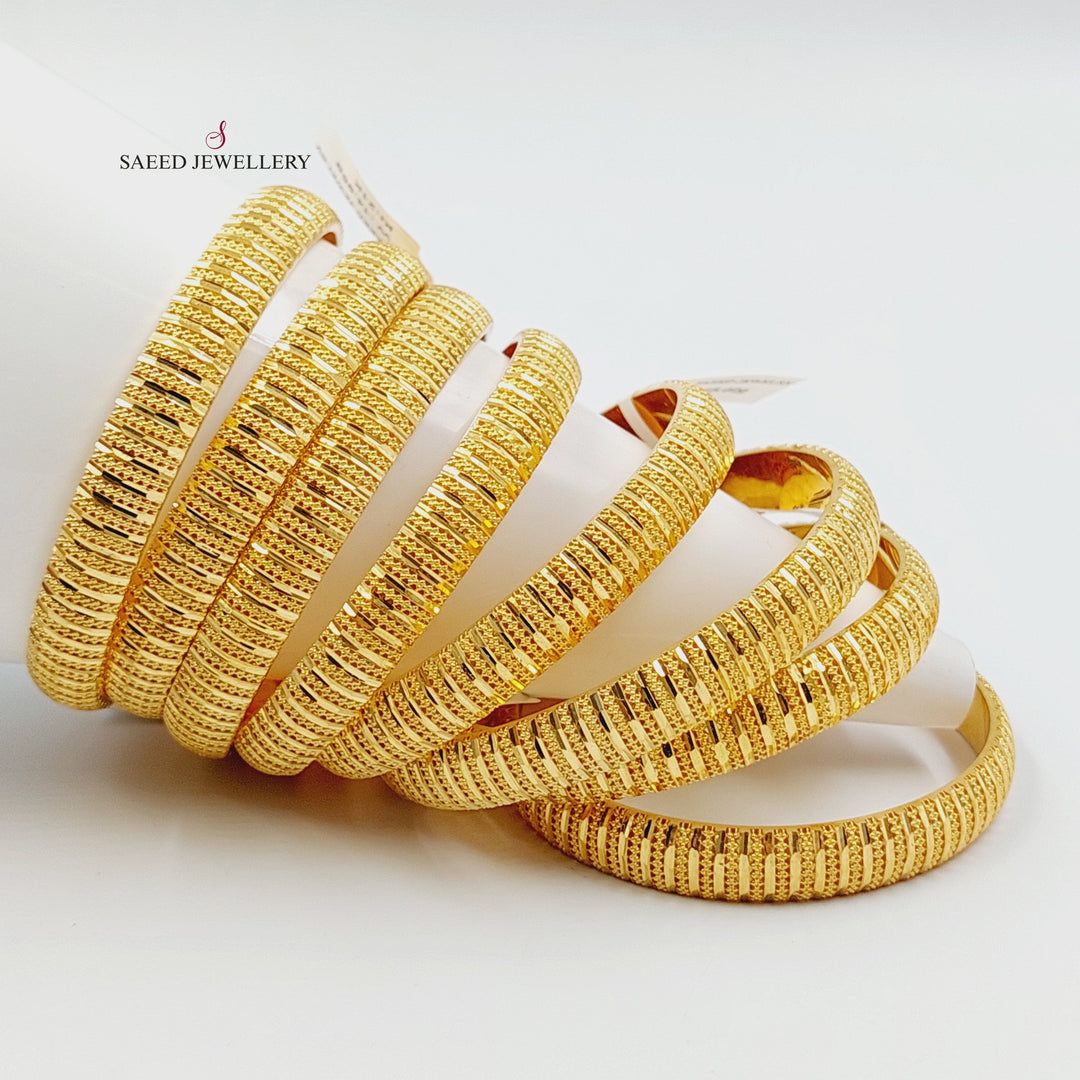 Deluxe Engraved Bangle Made of 21K Gold by Saeed Jewelry 