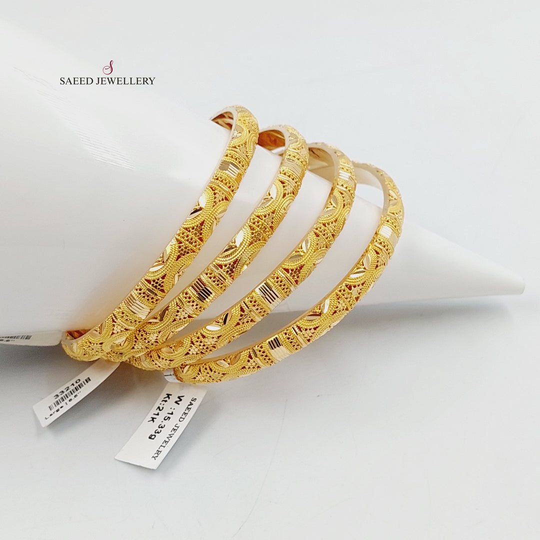 21K Gold Deluxe Engraved Bangle by Saeed Jewelry - Image 5