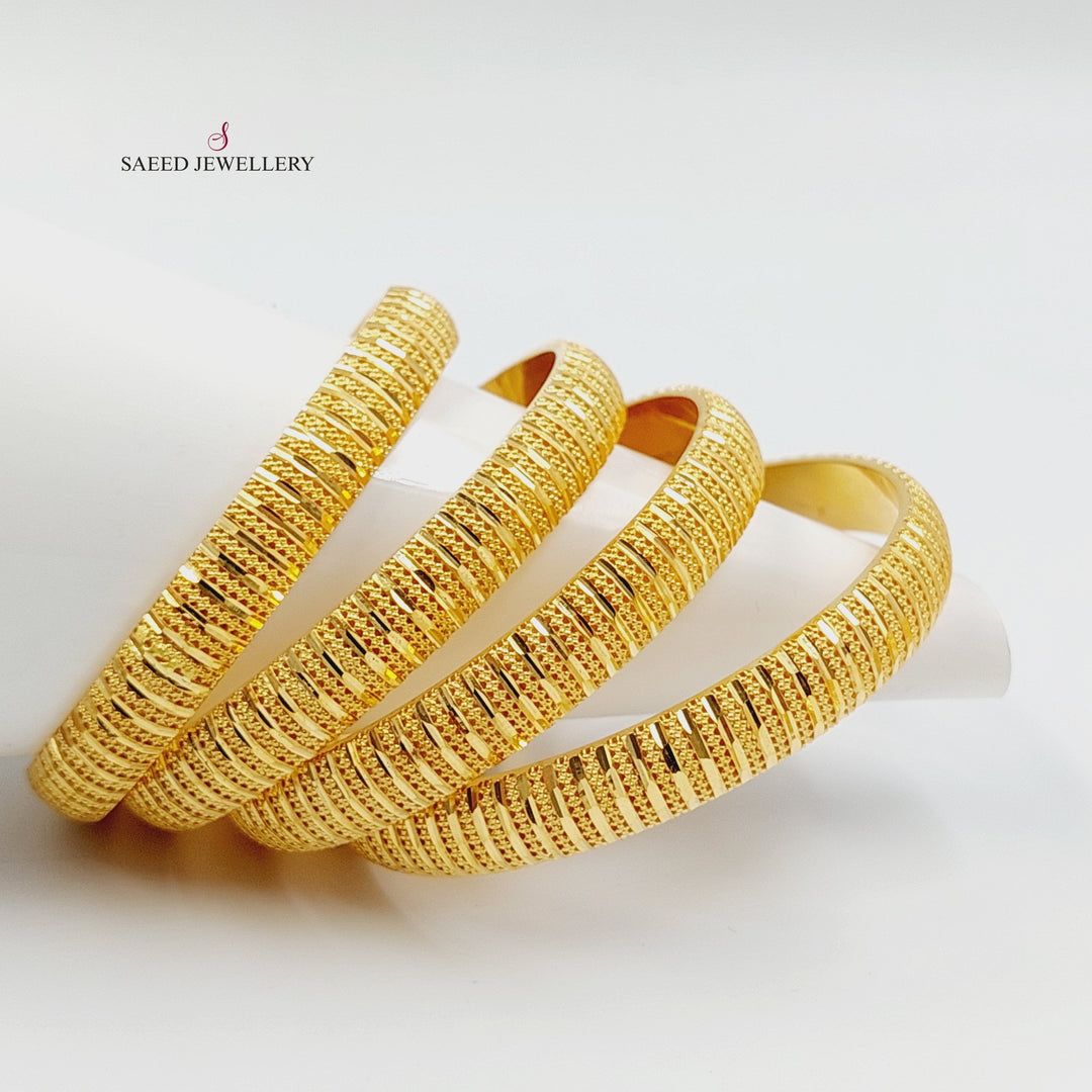 Deluxe Engraved Bangle Made of 21K Gold by Saeed Jewelry 