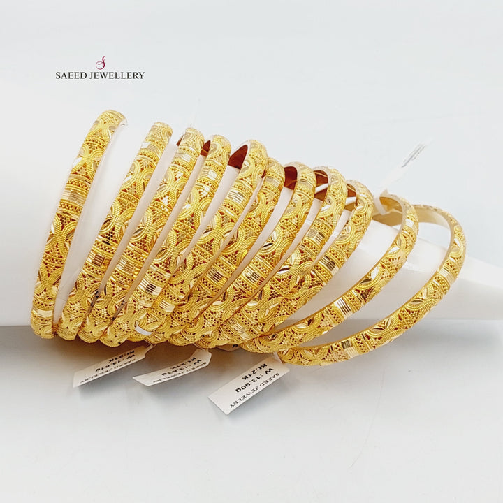 21K Gold Deluxe Engraved Bangle by Saeed Jewelry - Image 8