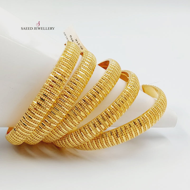 Deluxe Engraved Bangle Made of 21K Gold by Saeed Jewelry 