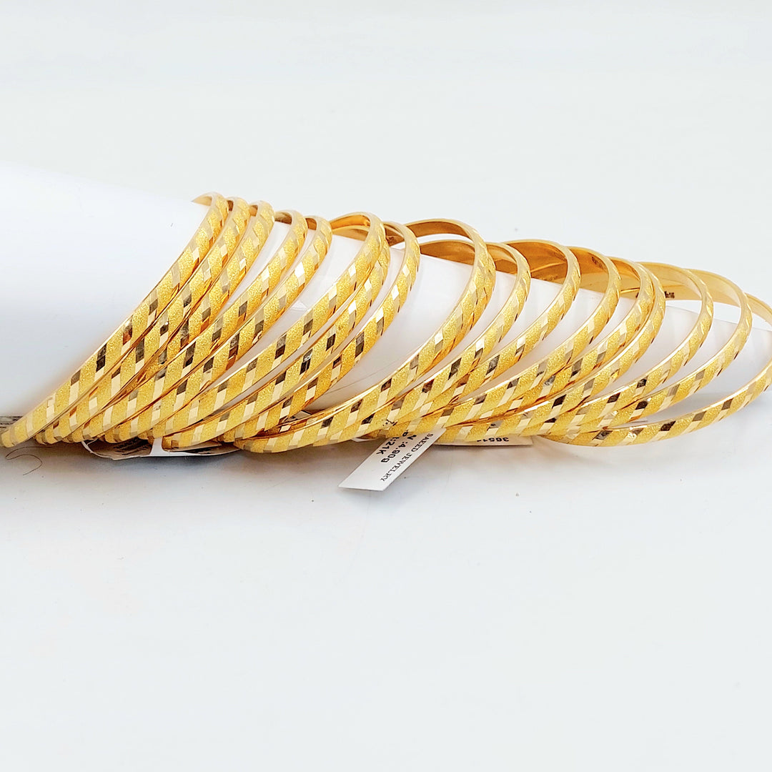 Thin Engraved Bangle Made of 21K Gold by Saeed Jewelry 