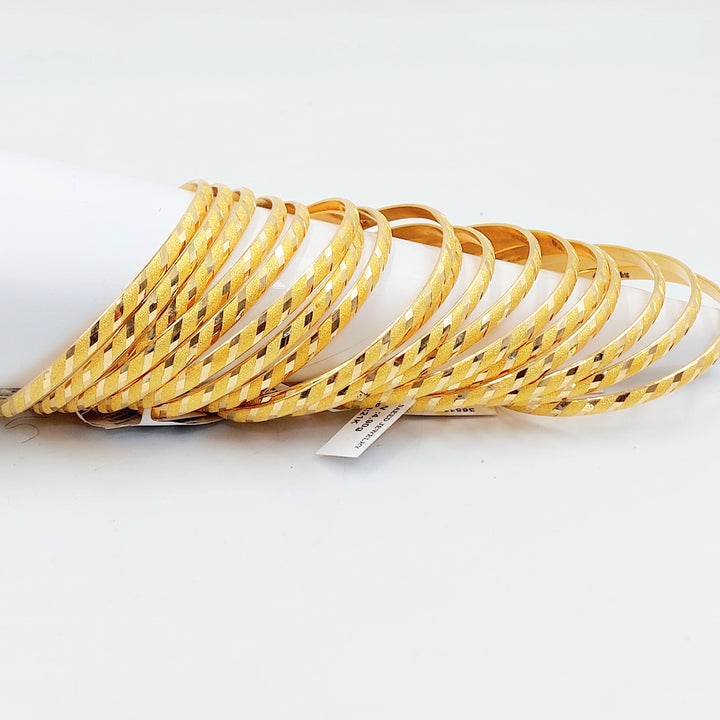 Thin Engraved Bangle Made of 21K Gold by Saeed Jewelry 