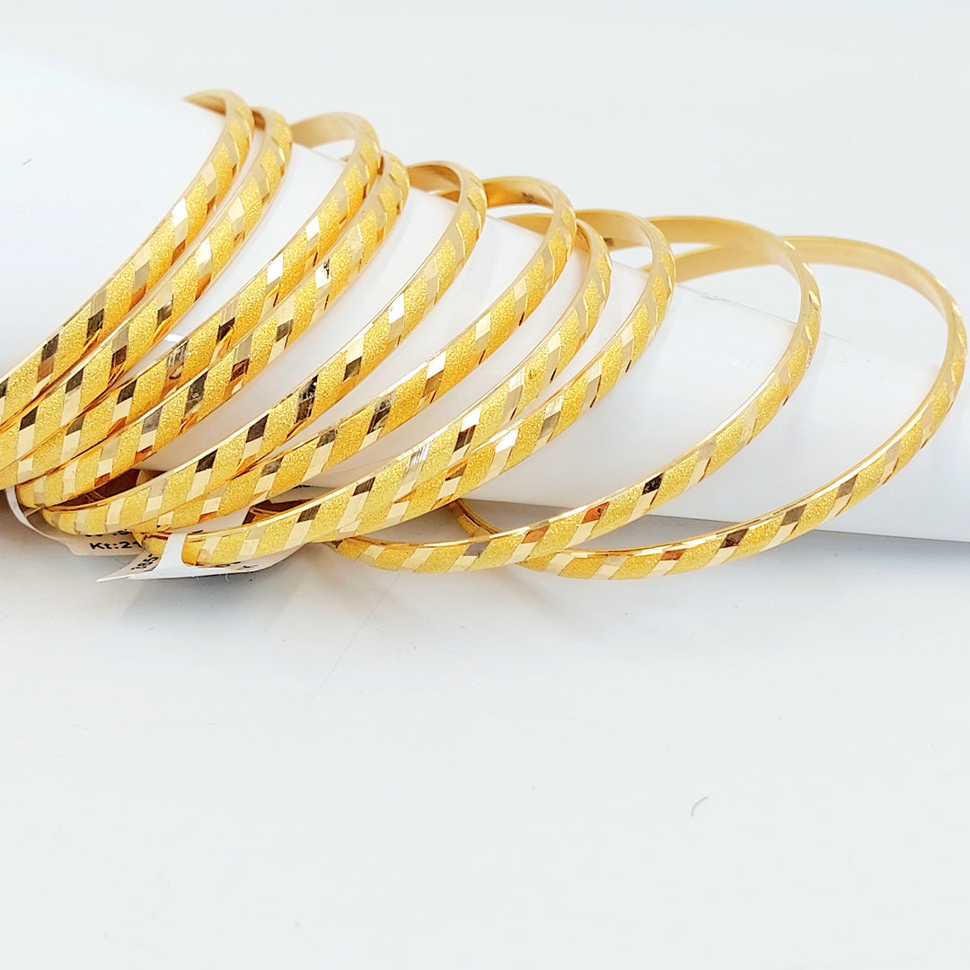 Thin Engraved Bangle Made of 21K Gold by Saeed Jewelry 